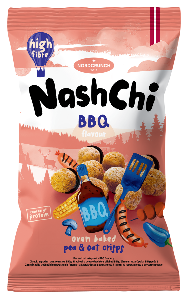 NashChi zirņu un auzu čipsi ar BBQ garšu