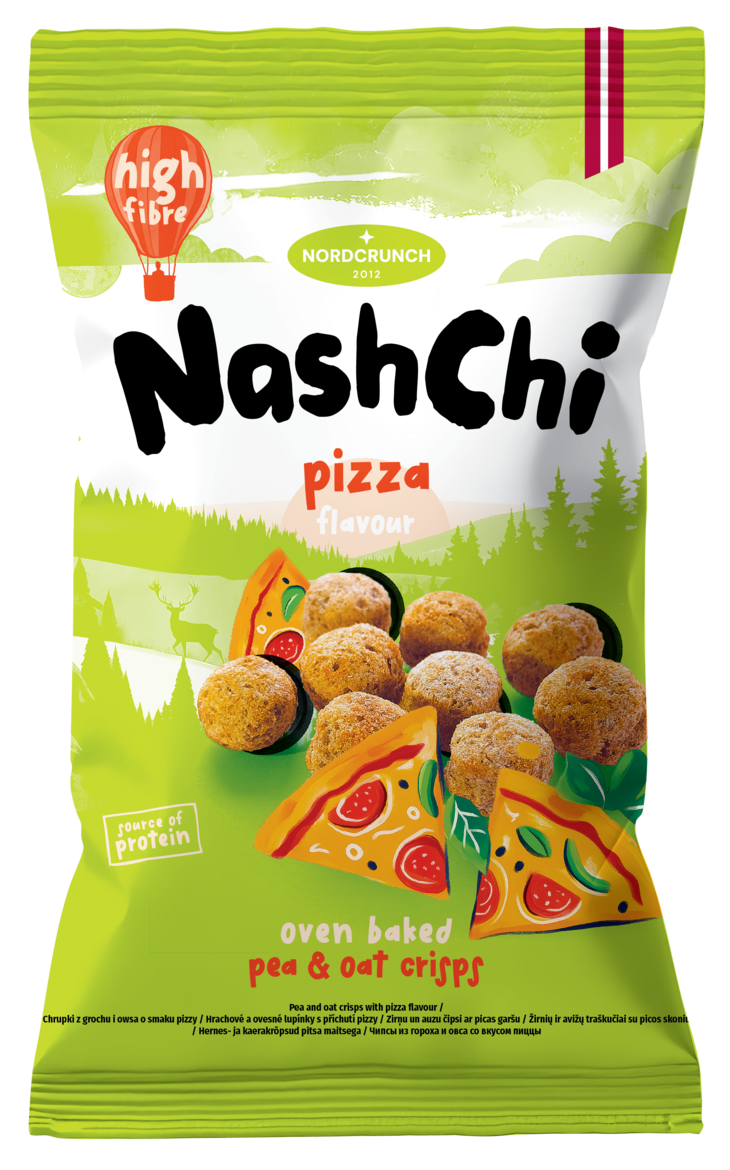 NashChi zirņu un auzu  čipsi ar picas garšu