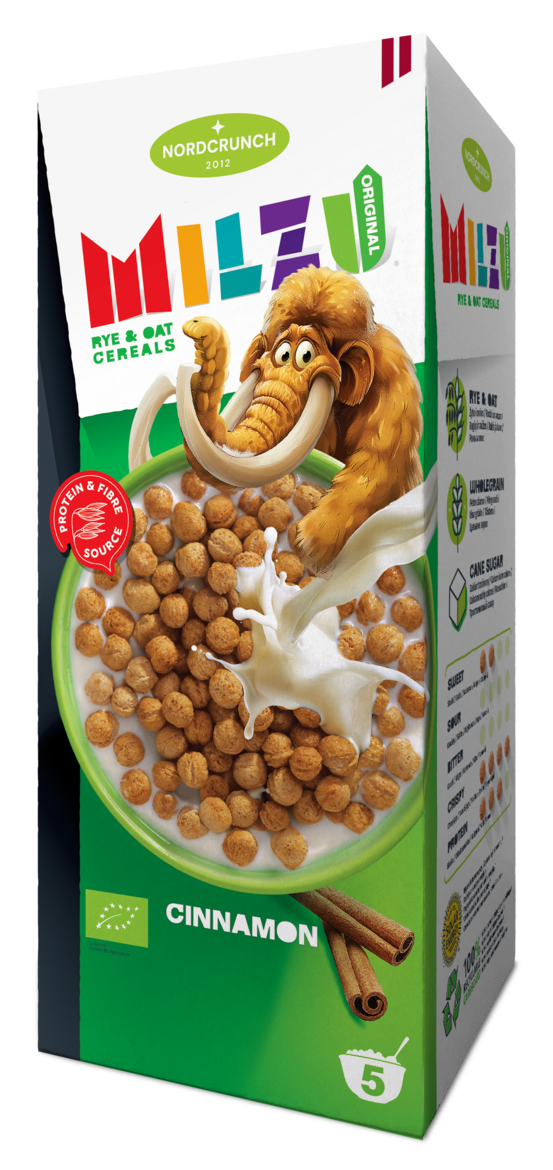 Milzu Original rudzu un auzu brokastu pārslas ar kanēli, bioloģiskas 150g.