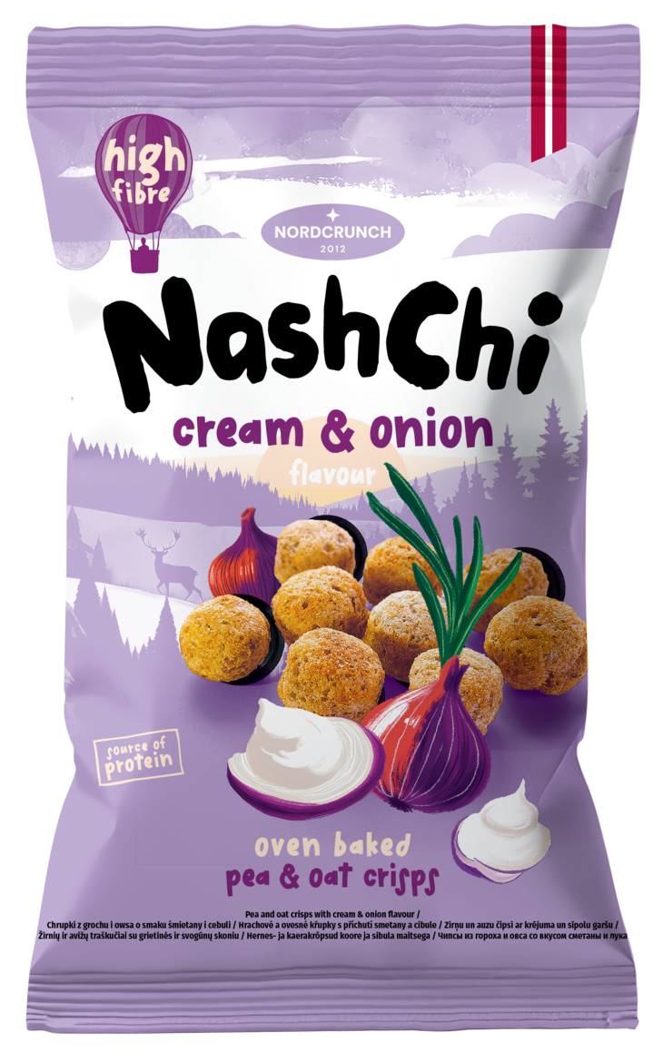 NashChi pea and oat crisps with Cream & Onion flavour