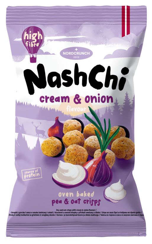 NashChi pea and oat crisps with Cream & Onion flavour