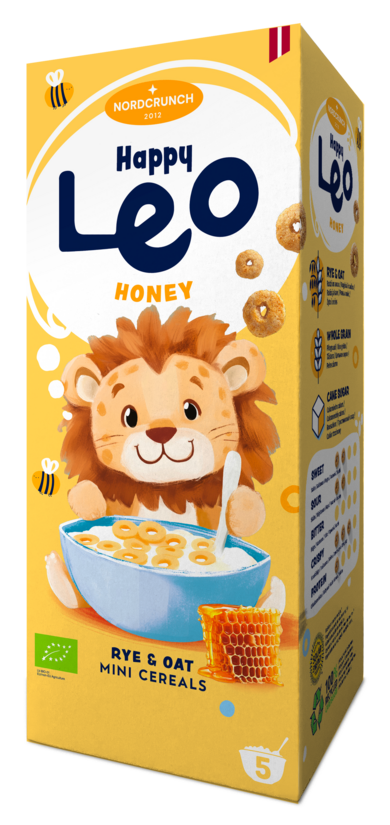 Happy Leo breakfast cereals with honey, organic 150g.